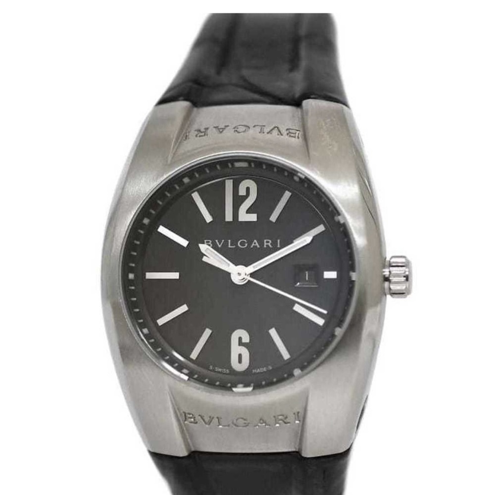 BVLGARI Ergon Watch EG30S Quartz Black Dial Leather Stainless for Women's